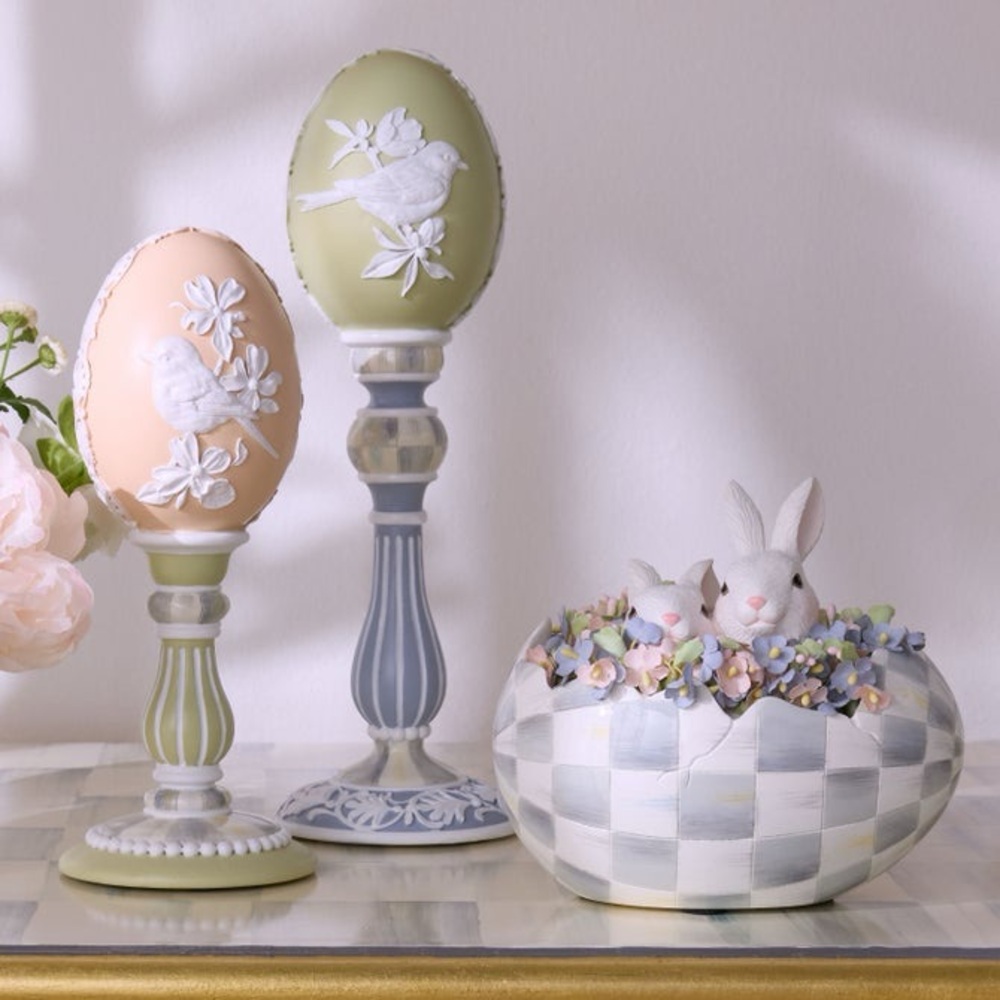 MacKenzie-Childs Peekaboo Egg, Sterling Check, Spring/Easter Bunny Decor - Picture 2 of 4